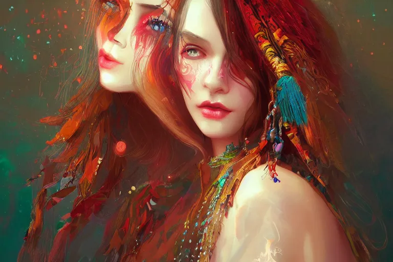 Prompt: a beautiful bohemian girl, intricate, highly detailed, digital painting, pixiv, artstation, official media, concept art, rich vivid colors, ambient lighting, sharp focus, illustration, art by wlop