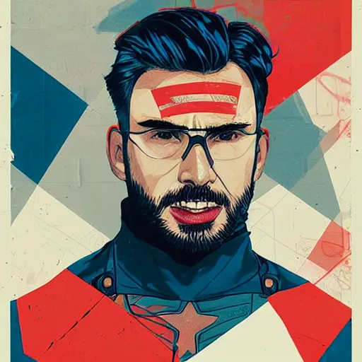 Image similar to Chris Evans Captain America profile picture by Sachin Teng, asymmetrical, Organic Painting , Matte Painting, geometric shapes, hard edges, graffiti, street art:2 by Sachin Teng:4