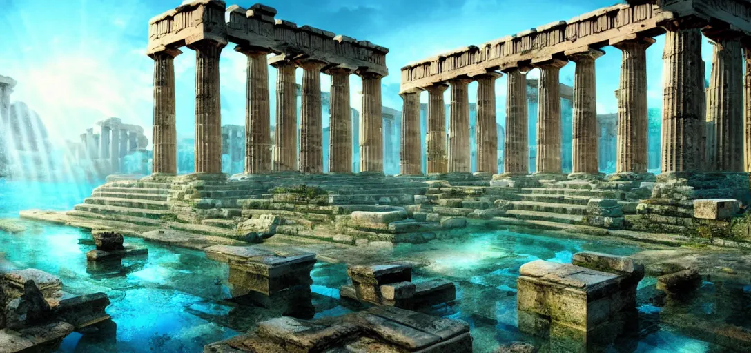 beautiful view of an underwater ancient city, ruins, | Stable Diffusion ...