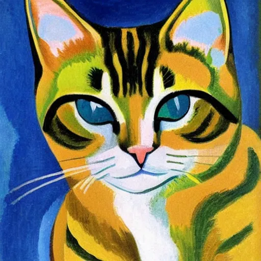 Image similar to a portrait of cute cat by robert delaunay