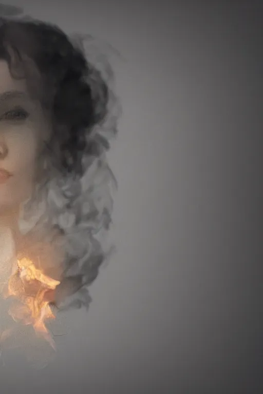 Image similar to a portrait of a person made of smoke. impressionism. matte painting. octane render