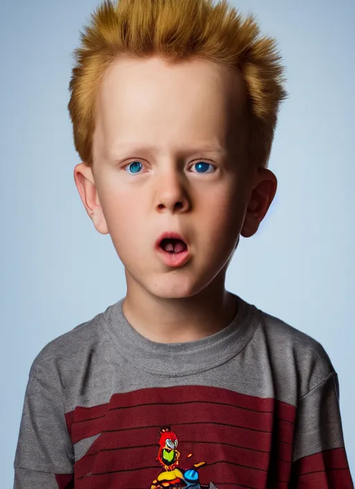 Image similar to portrait photo still of real life young beavis, 8 k, 8 5 mm, f. 1 4