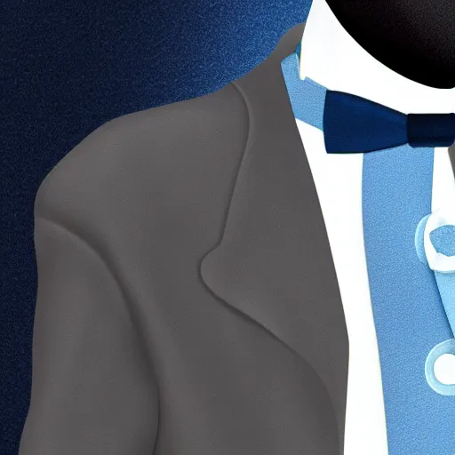 Prompt: blue salamander in a grey tuxedo and a bowtie, character icon