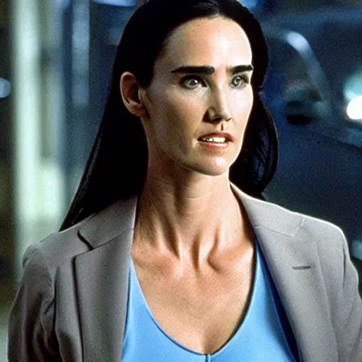 Image similar to jennifer connelly as a secret agentr, action scene