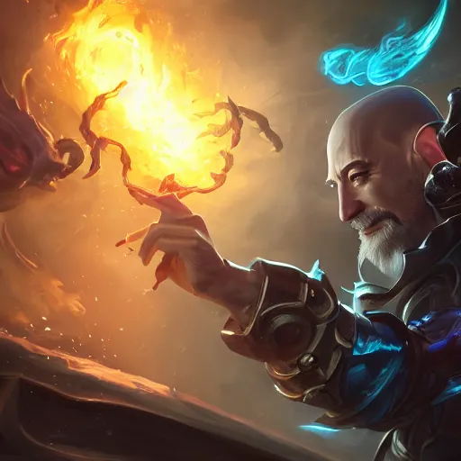 Image similar to portrait of jeff bezos burning money, league of legends amazing splashscreen artwork, splash art, natural light, elegant, photorealistic facial features, intricate, fantasy, detailed face, atmospheric lighting, anamorphic lens flare, cinematic lighting, league of legends splash art, hd wallpaper, ultra high details by greg rutkowski