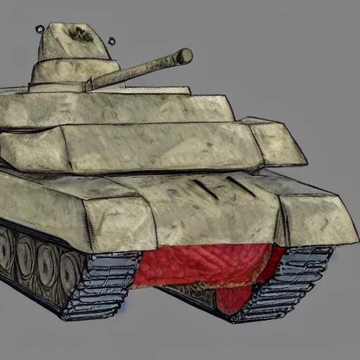 Prompt: concept art for a tank made of meat