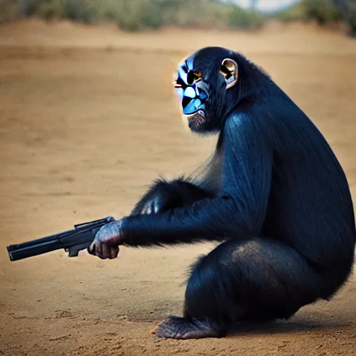 Image similar to “ chimpanzees with guns, 4K”