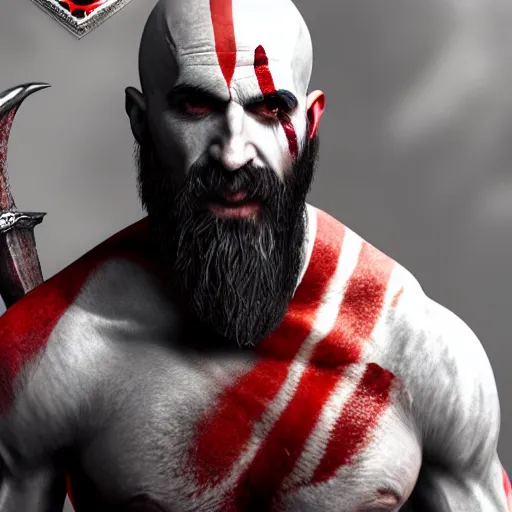 Prompt: michael vera as kratos from god of war, realistic, unreal engine 5
