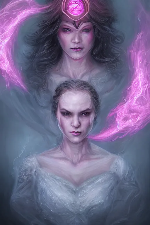 Image similar to Majestic and regal portrait of a female Pink Lantern, DC universe, Perfect face, beautiful, intricate, epic, elegant, menacing, fantasy, highly detailed, digital painting, hard focus, beautiful volumetric lighting, epic light, ultra detailed, Horror, souls, ghosts, smoke by Leesha Hannigan, Ross Tran, Thierry Doizon, Kai Carpenter, Ignacio Fernández Ríos