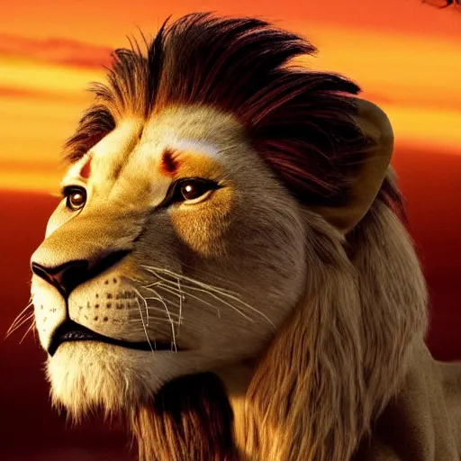 Prompt: johnny depp is the lion king, cgi, cinema, realistic, movie poster