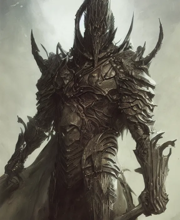 Image similar to corvus glaive concept, beksinski, age of sigma art, frank franzetta, ruan jia, dark soul armor concept, trending on artstation, wayne barlowe, adrian smith fantasy art, elden ring art, the hobbit art, lord of the ring art, infinity blade armor