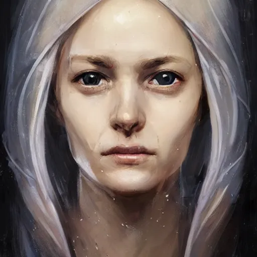 Image similar to portrait of a woman by greg rutkowski, she is about 3 0 years old, slavic, pretty, blond hair with two strans around her face, devastated expression, helplessness and denial, she is wearing a futuristic space gear, highly detailed portrait, digital painting, artstation, concept art, smooth, sharp foccus ilustration, artstation hq.