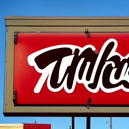 Prompt: a photo of the tim hortons sign from far away, digital photography