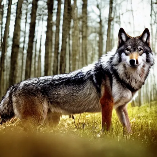 Prompt: A realistic photo of a wolf and snake hybrid animal, hyper-realistic, 8K HDR, 50 mm bokeh, fashion photography.