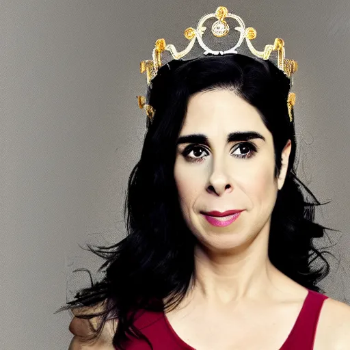 Image similar to portrait sarah silverman wearing a crown, 4 k, detailed