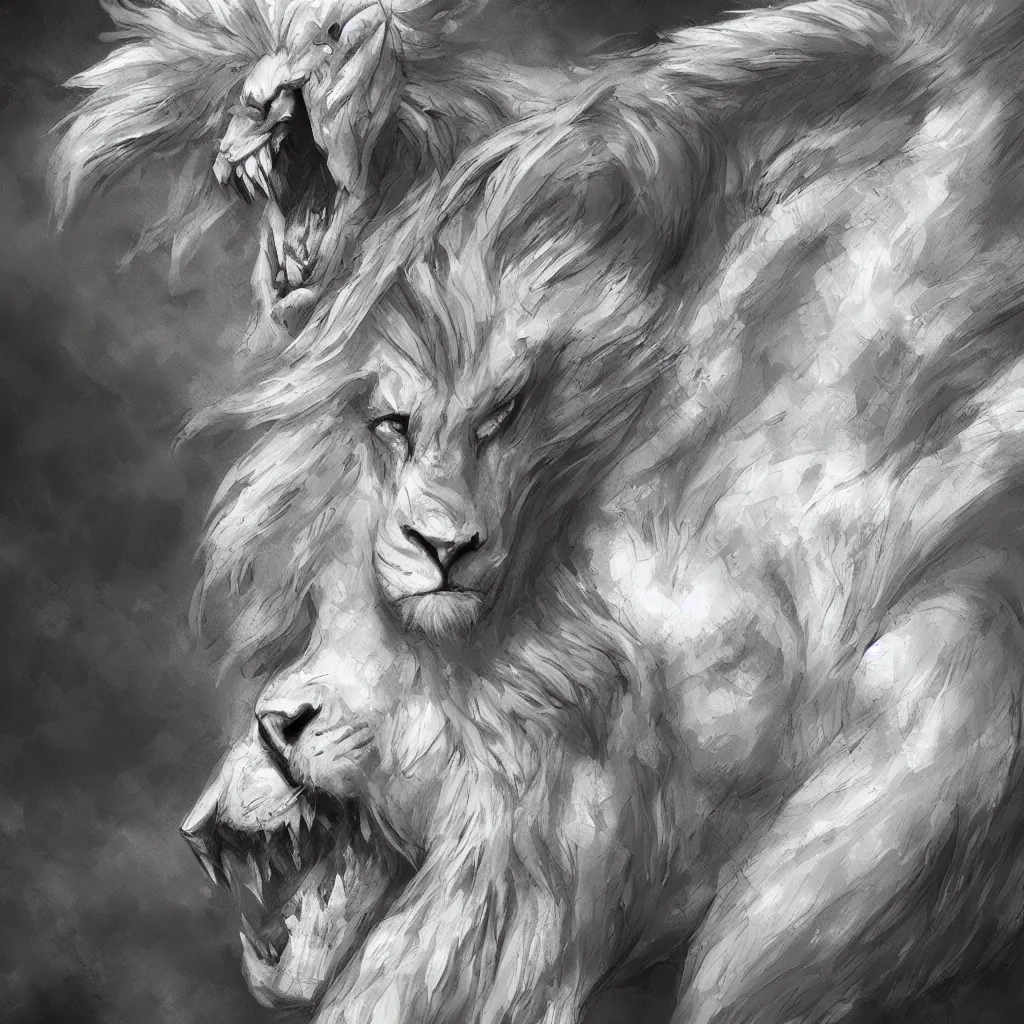 Prompt: An armored white lion in the style of Elden Ring by Keita Okada trending on ArtStation