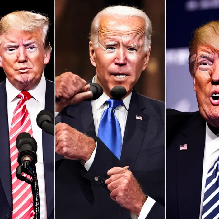 Image similar to joe biden and donald trump boxing match, detailed sharp photo