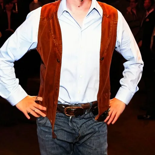 Prompt: mark zuckerberg dressed like a cowboy, wild west