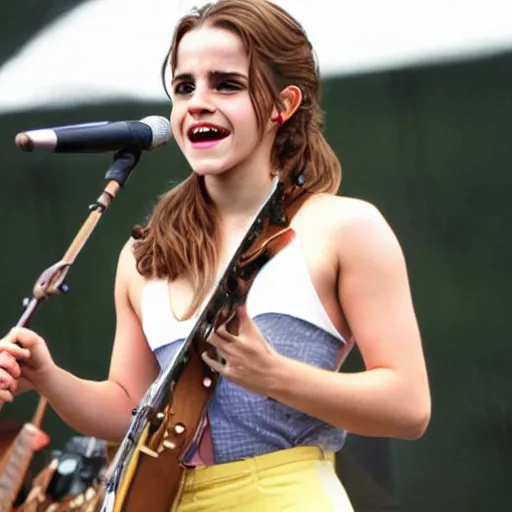 Image similar to Emma Watson performing at Woodstock