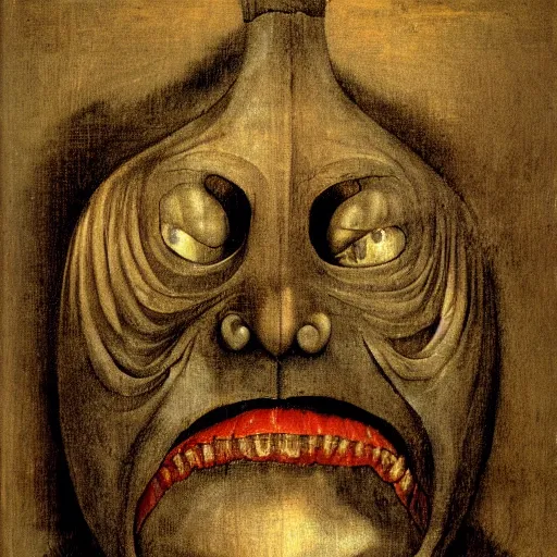 Prompt: Demon face by Hieronymus Bosch