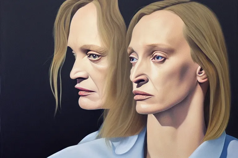 Image similar to portrait of uma thurman artwork by tim eitel