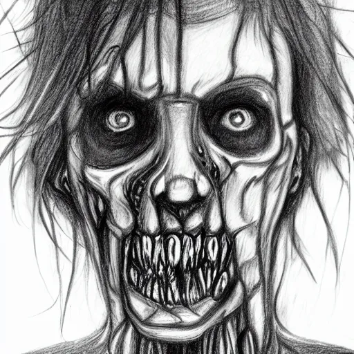 Image similar to pencil sketch of a zombie portrait