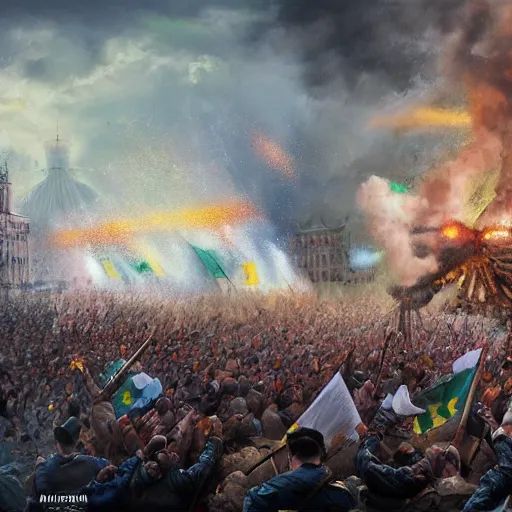 Prompt: ukranians celebrating victory in 2 0 2 2 war in kyiv, realistic, digital painting, art by artgerm, cinematic, 8 k