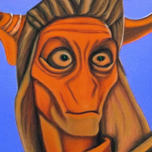 Prompt: long shot of Jar Jar Binks by Bell, Julie