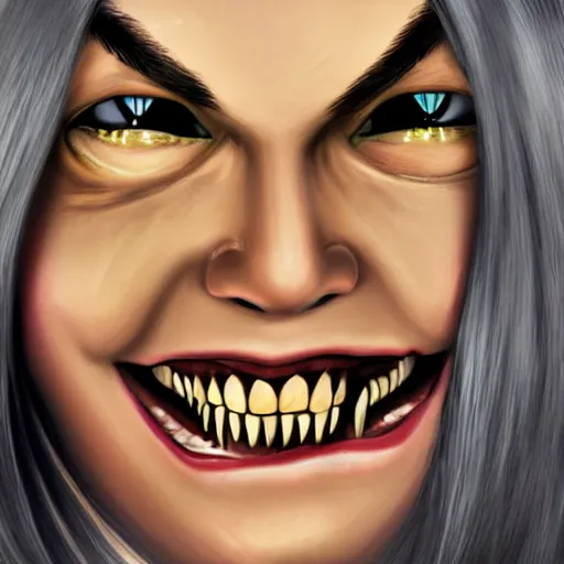 Prompt: satanic smiling, hyper realistic