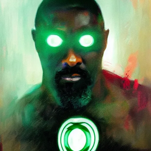 Prompt: idris elba as green lantern jeremy mann painting