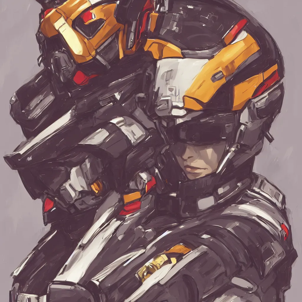 Image similar to a portrait of a young handsome elite 👨🏿 gundam pilot, with an intricate, detailed, urban inspired hiphop afro futuristic helmet, vector behance hd jesper ejsing, rhads, makoto shinkai, lois van baarle, ilya kuvshinov, rossdraws, hd, 3 2 k, ilya kuvshinov, gustav klimt, masterpiece