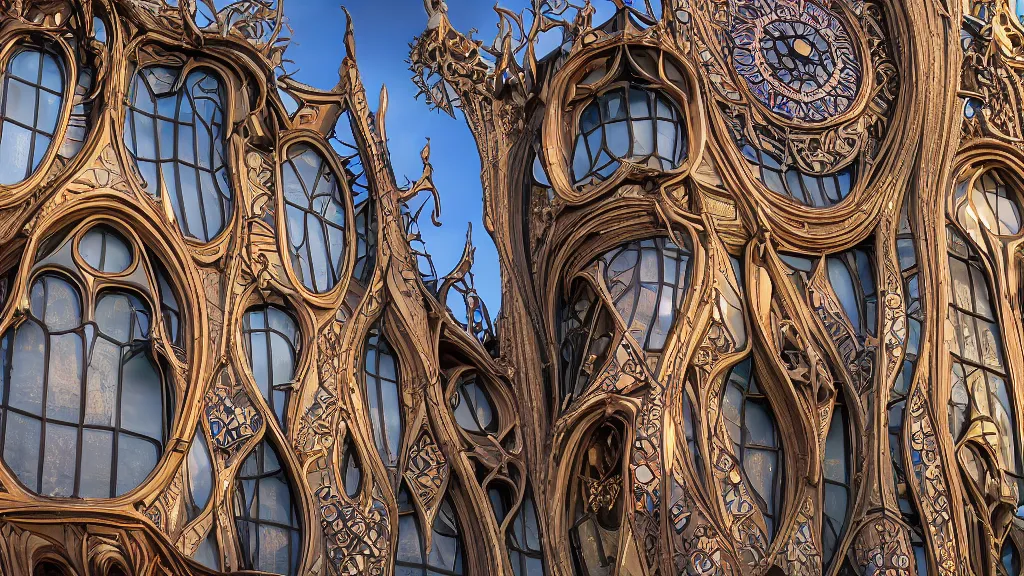 Tall Art Nouveau Building Architecture With Large Stable Diffusion 