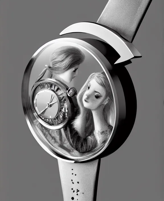 Prompt: cute anthropomorphic watch by charlie bowater and anna dittmann and artgerm and clemens ascher, portrait, intricate, elegant, silver mist, product shot, macro, symmetrical face, highly detailed, dramatic lighting, sharp focus, octane render, trending on artstation, artstationhd, artstationhq, unreal engine, 4 k, 8 k