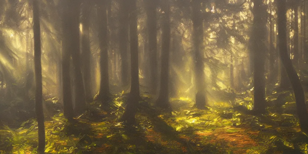 Image similar to forest, cinematic lighting, detailed oil painting, hyperrealistic, 8k