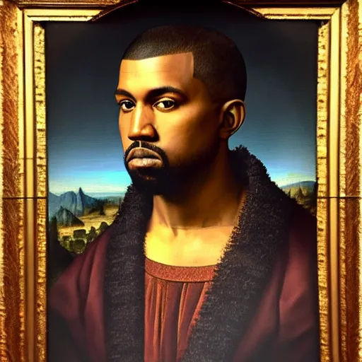 Image similar to A Renaissance portrait painting of Kanye West