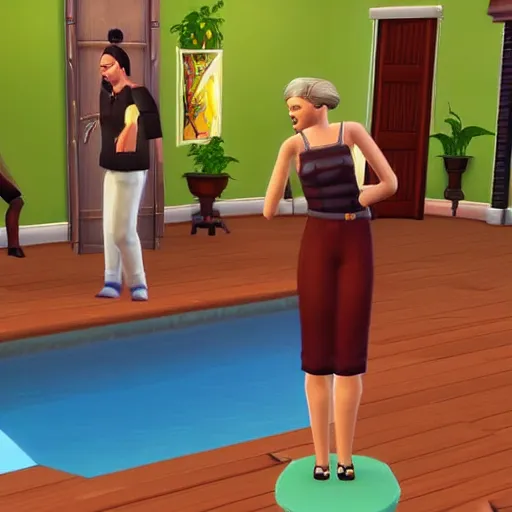 Image similar to a medium shot of madonna. snapshot from the sims