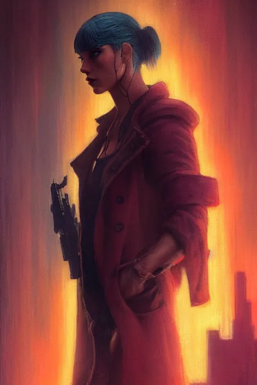 Image similar to character portrait cyberpunk blade runner 2 0 4 9 ( ( ( ( ( ( ( ( totally definitely not negative no not girl with the pearl earring inspired, well maybe a little ) ) ) ) ) ) ), character design, painting by gaston bussiere, katsuya terada, frank frazetta, tom of finland, trending on artstation