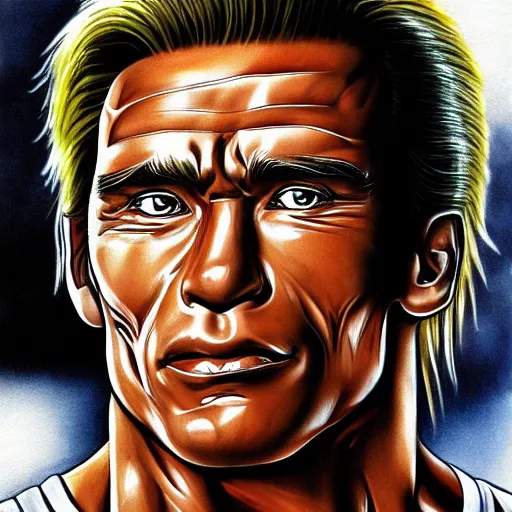 Prompt: Anime Arnold Schwarzenegger, portrait, detailed