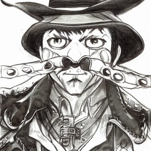 Prompt: mexican vaquero, character portrait, yoshitaka amano character design