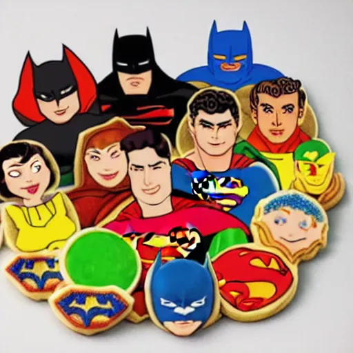 Image similar to Tray of cookies with the faces of the Justice League
