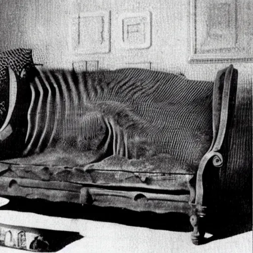 Image similar to 1942 photo shows a disturbing couch made from teeth