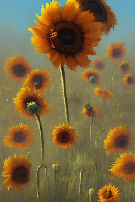 Prompt: beautiful digital matte pastel paint sunflowers poppies chillwave greg rutkowski artstation