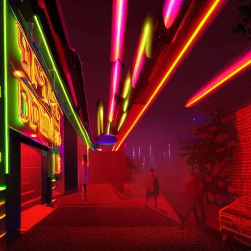 Prompt: entrance to a disco club in new york with a neon sign at nightime, heavy mist, highly detailed, artstation, concept art