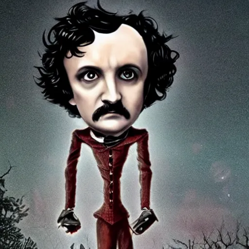 Image similar to edgar allan poe as a character in stranger things