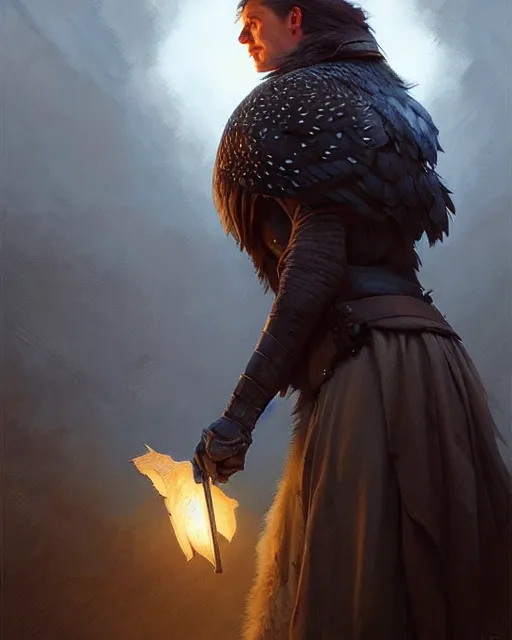 Image similar to chicken in the nights watch | | realistic shaded, fine details, realistic shaded lighting painting by greg rutkowski, diego gisbert llorens, magali villeneuve, artgerm, jeremy lipkin, michael garmash, rob rey