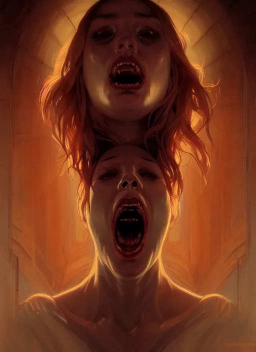 Image similar to symmetry!! portrait of the scream, horror, moody lights!! intricate, scary, highly detailed, digital painting, artstation, concept art, smooth, sharp focus, illustration, art by artgerm and greg rutkowski and alphonse mucha