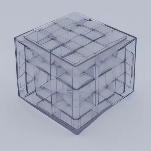 Prompt: a 3 d render of a transparent cube