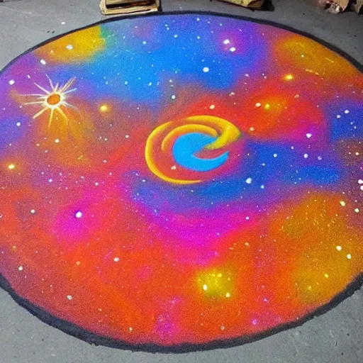 Prompt: Liminal space in outer space, rangoli!!!!!