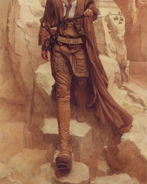 Prompt: doc savage in an egyptian tomb wearing jodhpers and knee high boots and no hat, fantasy character portrait, ultra realistic, concept art, intricate details, highly detailed by soft light, volumetric light, misty, william adolphe bouguereau, mucha, maxfield parrish