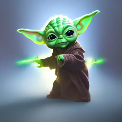 Image similar to Baby Yoda is fighting Thanos, hyperdetailed, artstation, cgsociety, 8k